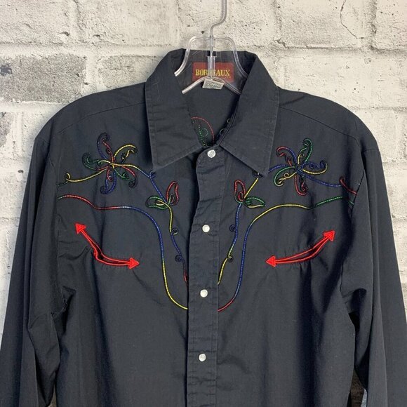 Vintage Western Pearl Snap Embroidered Button Down Shirt - Picture 2 of 9